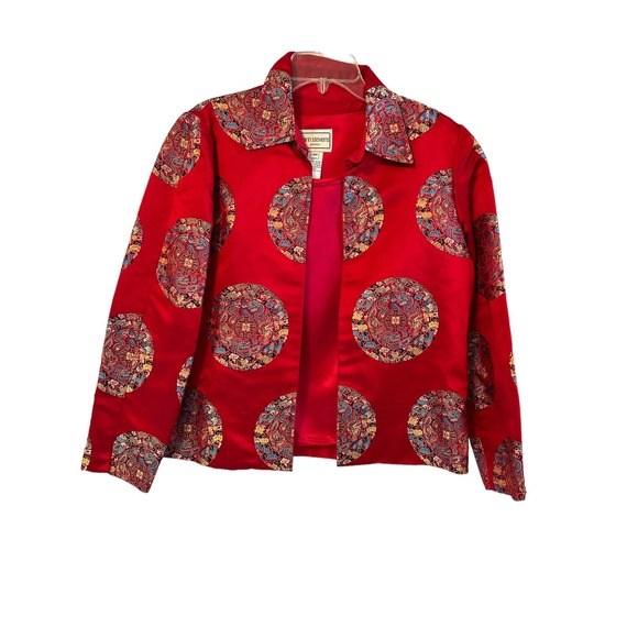 karin stevens Dresses & Skirts - Karin Stevens Asian Inspired Jacket with Shell - Red - Size 12P Petite Vintage